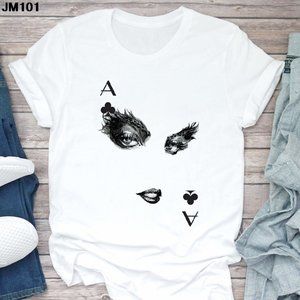 Women's Short Sleeve Tshirt Harajuku Girls Poker Pattern Printing T shirt